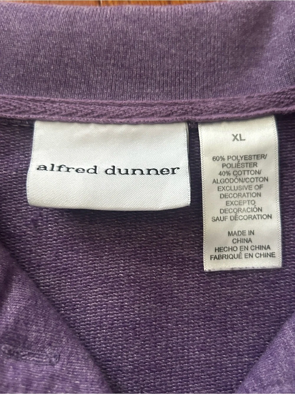 Alfred Dunner Embroidered Butterfly Beaded Sweater Collared Size XL Lavender